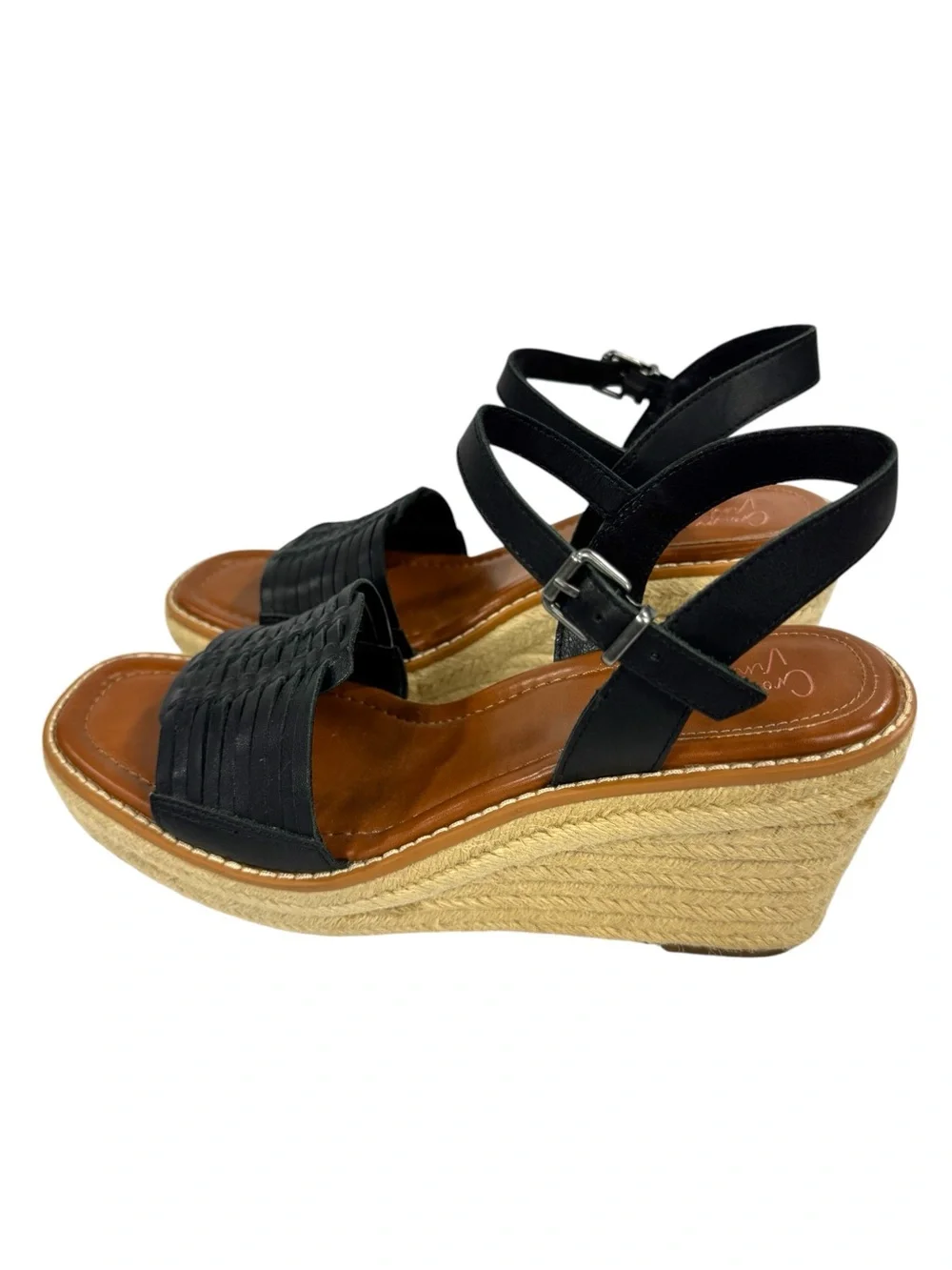 Crown Vintage Womens Hendra Leather Espadrille Wedge Sandals